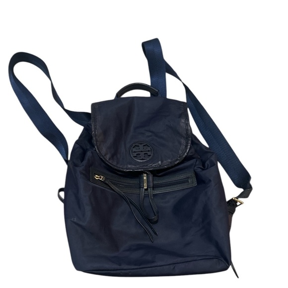 Tory Burch Slouchy Leather Trim Nylon Canvas Travel Backpack - Picture 8 of 8